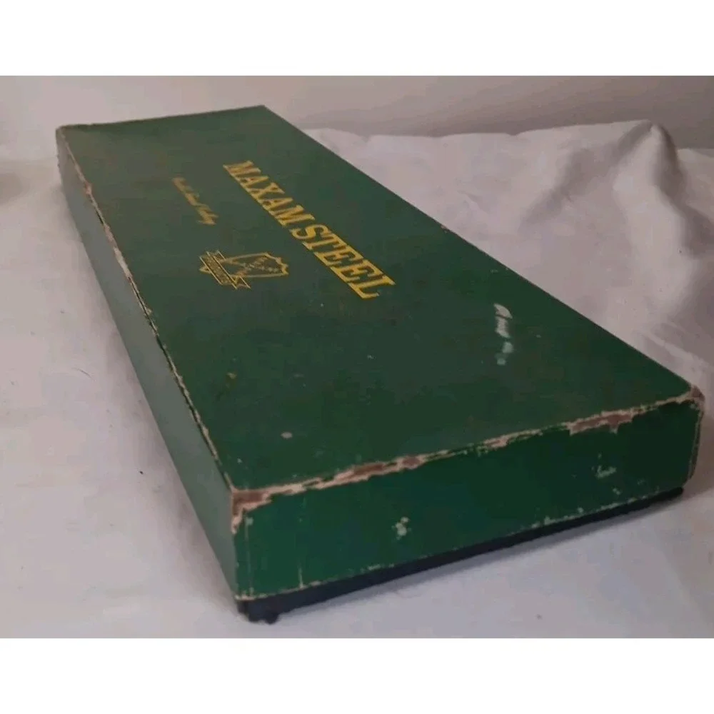 Vtg Maxam Steel Kitchen Knife Box Set Carving Chef's Meat Wood Handle 8